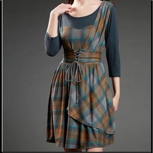 NWT Hot Topic Outlander Plaid Cincher Dresses Sizes L, XL, 2X